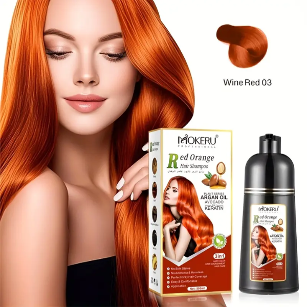 Mokeru Red Orange Hair Dye Shampoo